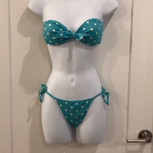 JCrew white polka dot bikini